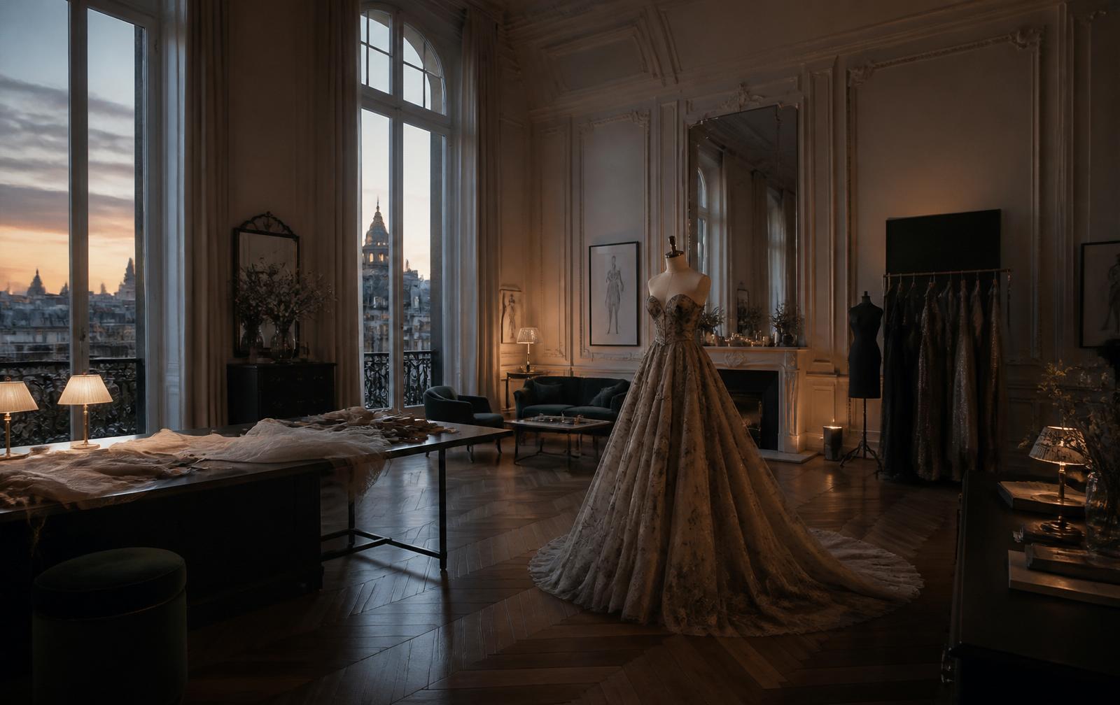 A haute couture atelier where masterpieces are created